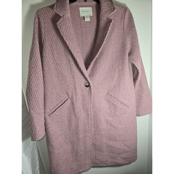 Christian Siriano New York Pink Wool Blend Coat Jacket Women’s Medium 1 Button - Picture 2 of 12
